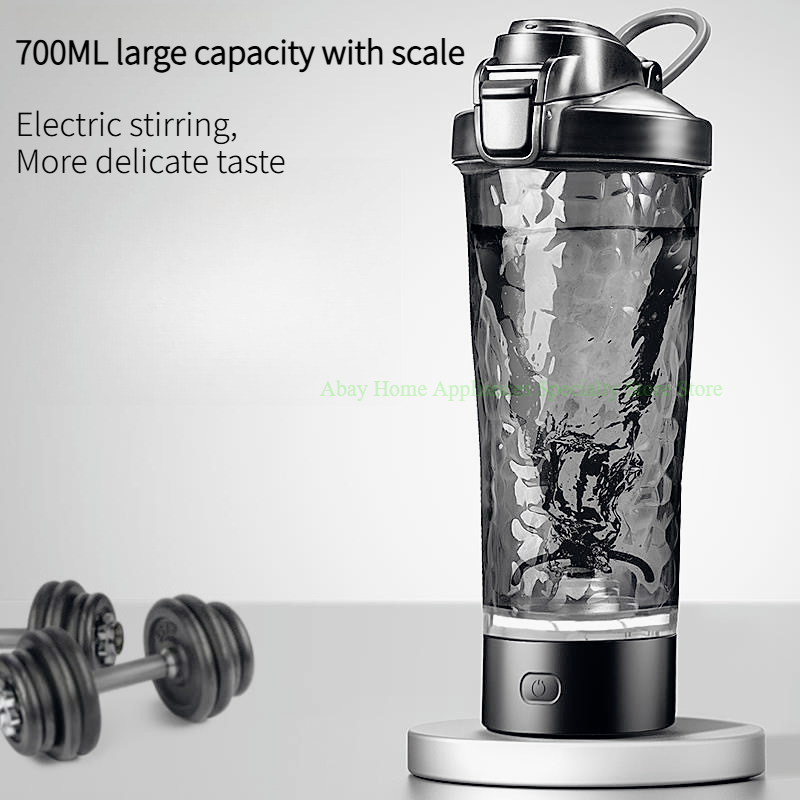 Nutrition And Fitness - 700ML充電式電動ミキシングシェーカーボトル プラスチック製プロテインパウダーミックスカップ ポータブルジムフィットネススポーツドリンクボトル