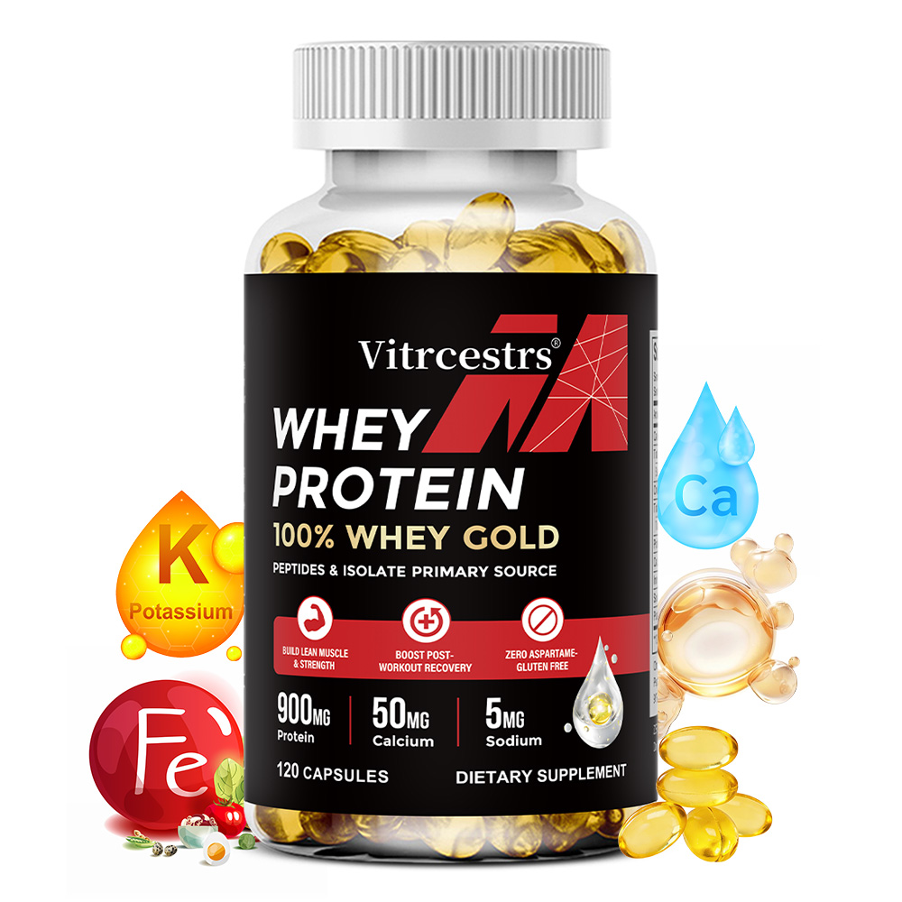 Nutrition And Fitness - ホエイプロテイン濃縮カプセル - 900mgのプロテイン、運動後の回復、筋肉の健康と免疫力の向上、グルテンフリー、非遺伝子組み換え