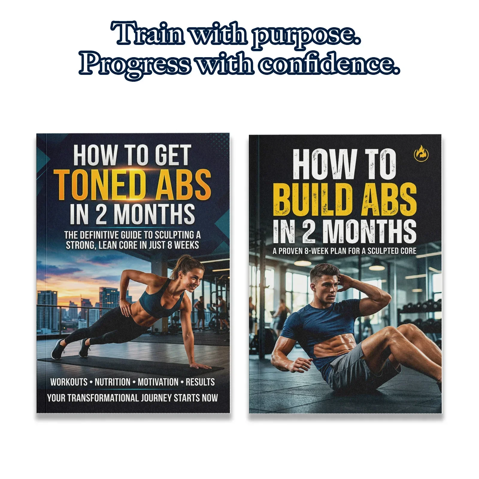 The Nutrition Fitness - 男性と女性のための2冊セット腹筋トレーニングガイド、引き締まった腹筋を作るための8週間のコアワークアウトプラン、フィットネス、栄養