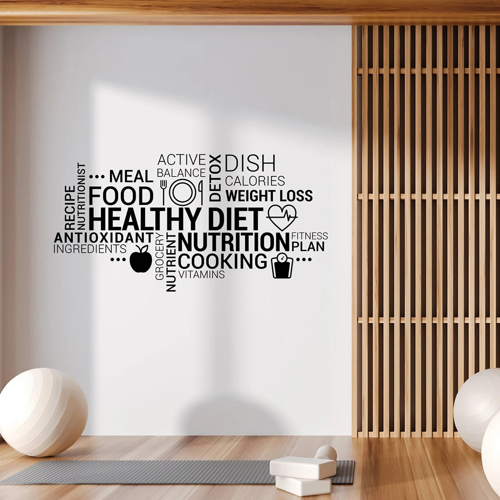 Nutrition Fitness Gym - インスピレーションを与える健康的な食事ビニール壁デカール栄養健康 IMotivational ウォールステッカーホームジムフィットネスインテリア装飾壁画 A932