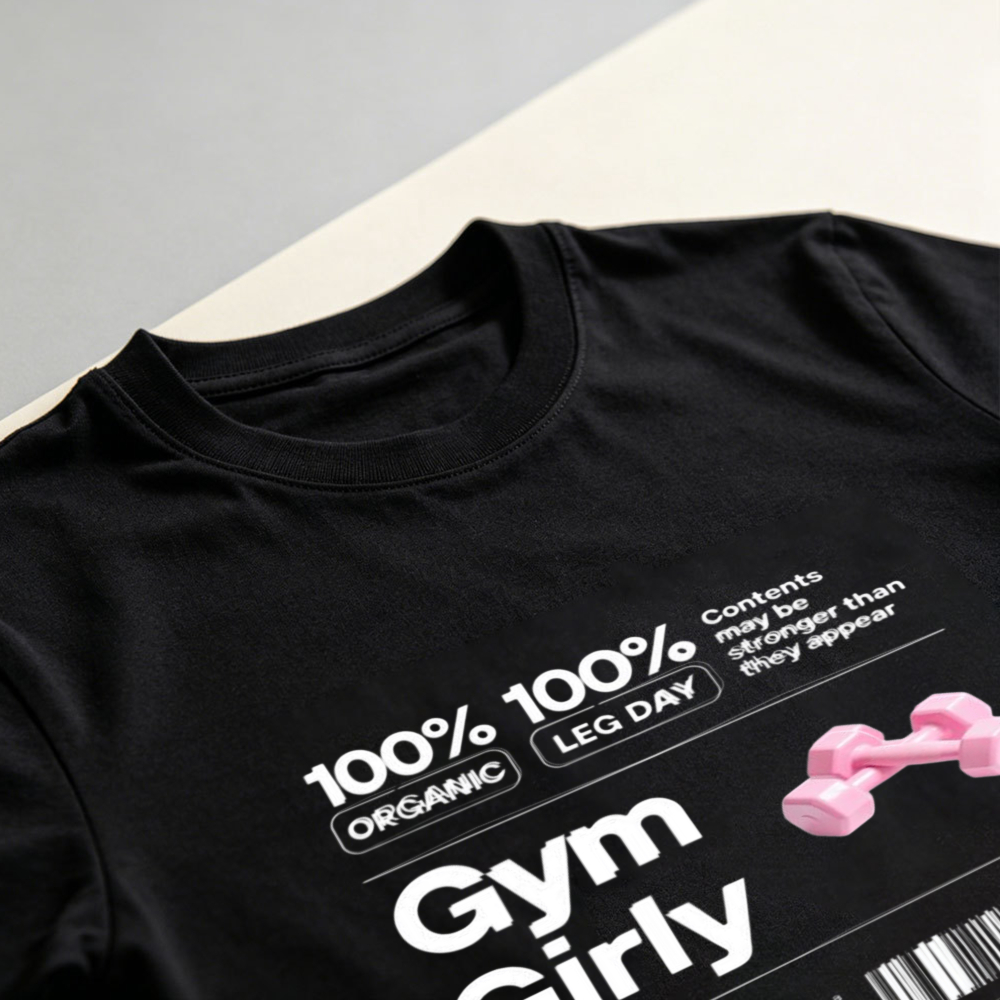 ジムガールズピンクダンベル栄養ラベルグラフィックコットンTシ - Nutrition Fitness Gym のレビューと価格